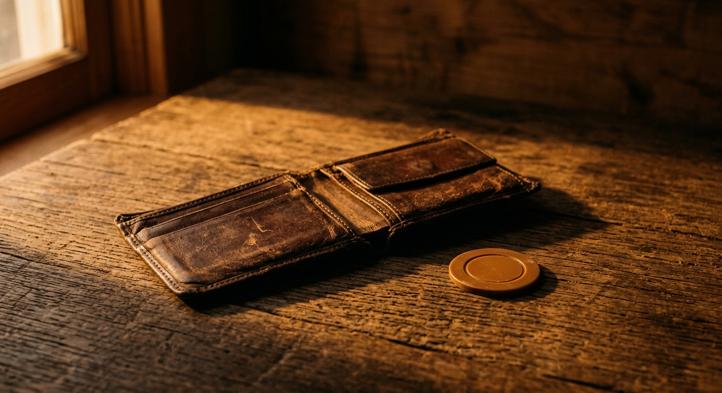 Ponsel dan buku catatan anggaran di atas meja kayu dengan cangkir kopi